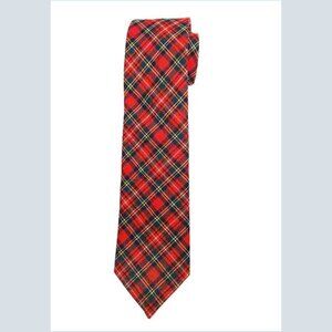 H Stockton Red Tartan Plaid Scottish Wool Tie Necktie Men's Short 56.6"